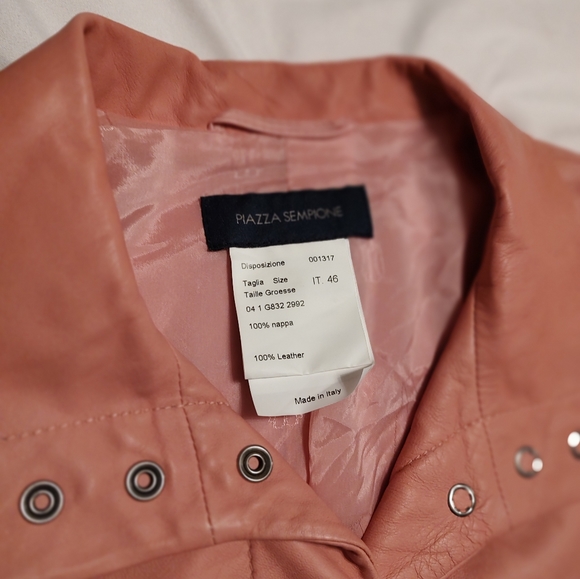 🩷 GUC Piazza Sempione Genuine Italian Leather Button Front Blazer, Pink, 46/M - Picture 10 of 10